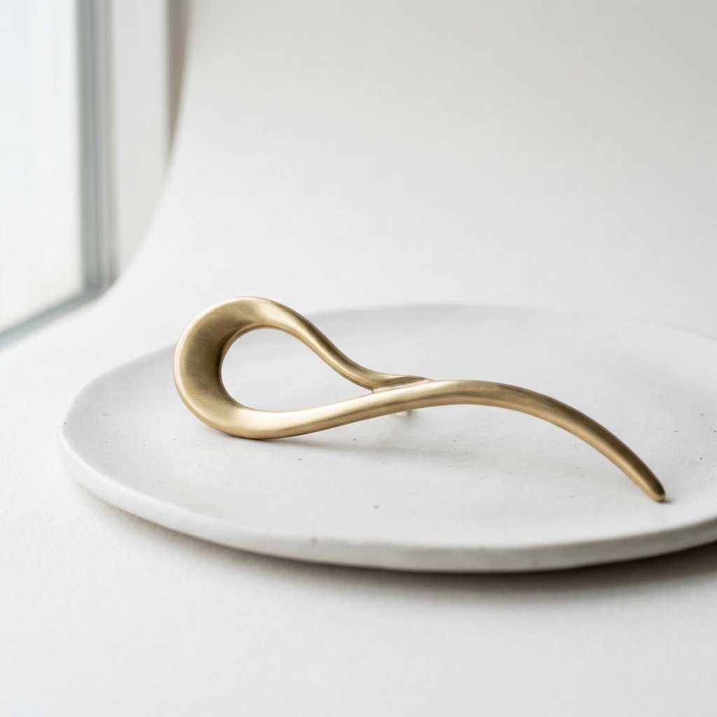 Sculptural brass hairpin