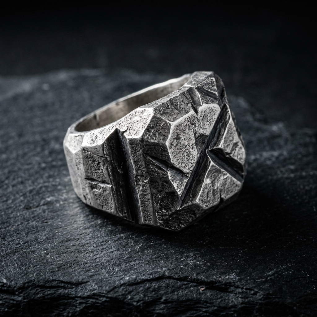 Brutalist silver ring