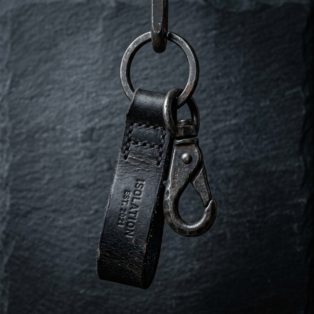 Industrial leather keychain