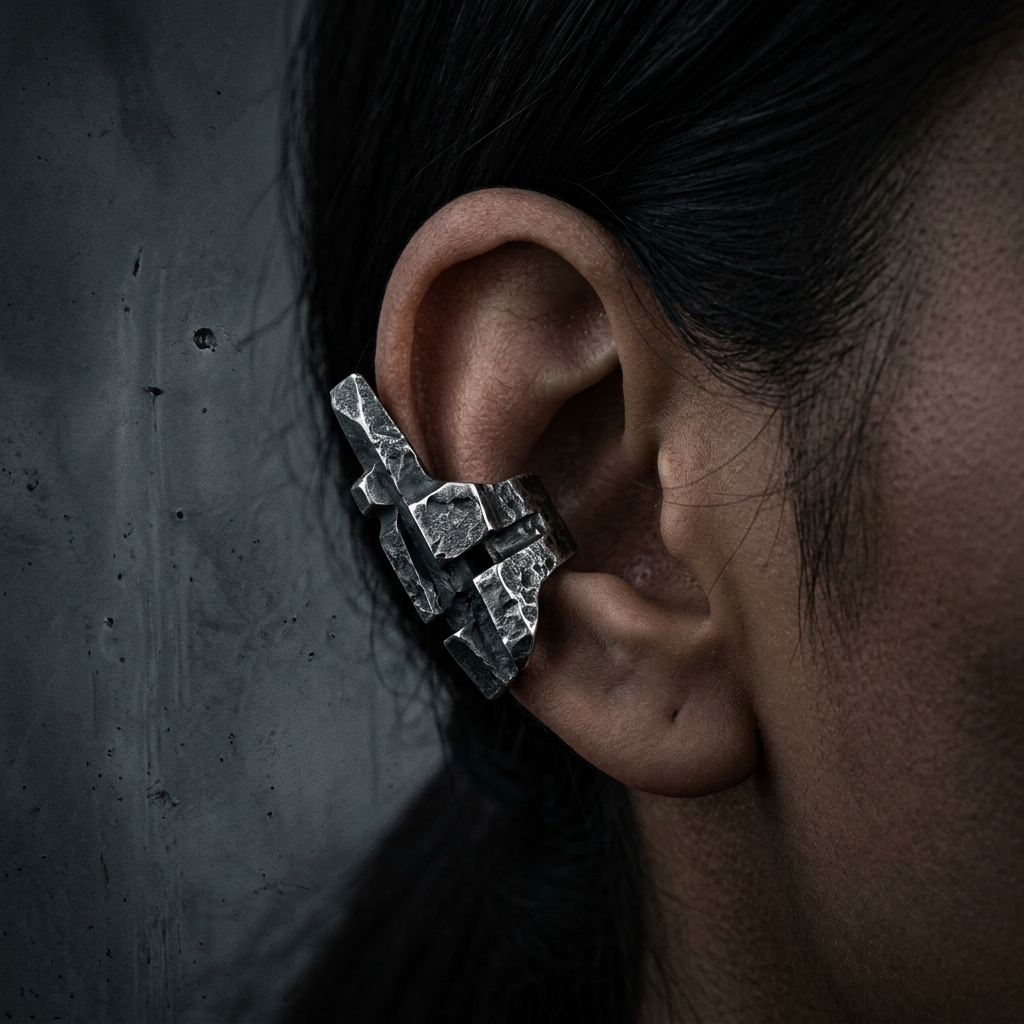 Oxidized silver ear cuff